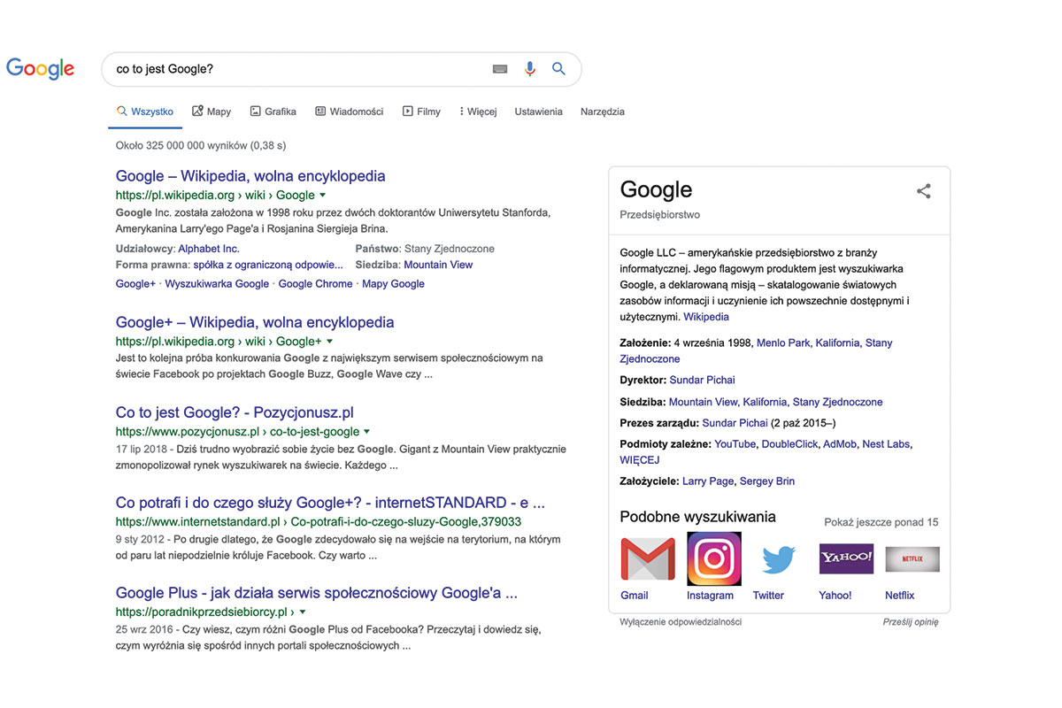 SERP - zrzut ekranu